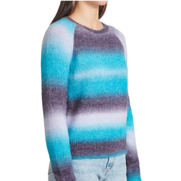 BB Dakota x Steve Madden Blue Stripe  Ombre Crewneck Sweater NWT  Size XS - Picture 2 of 15